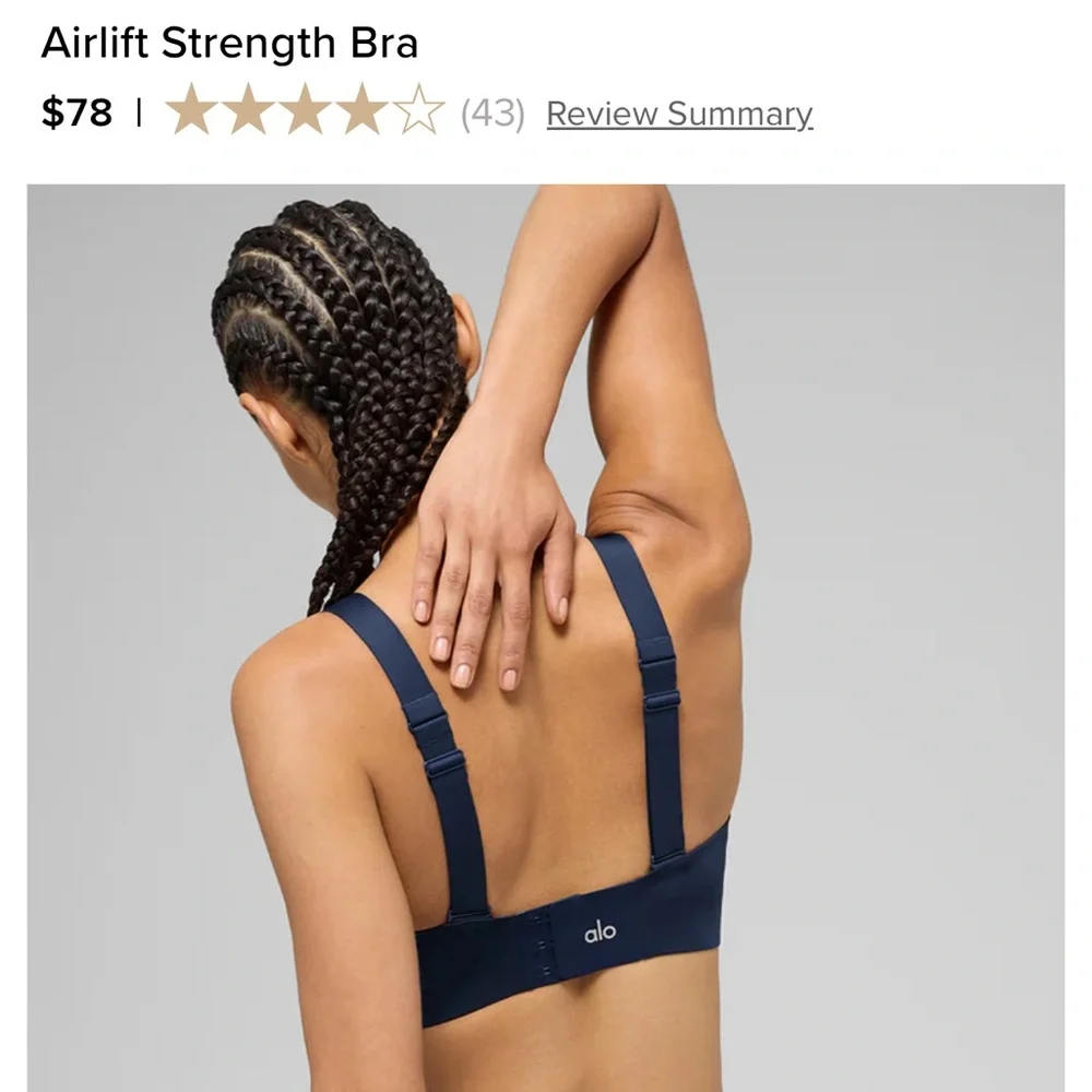 ALO Yoga Airlift Sports Bra Navy - Picture 2 of 3